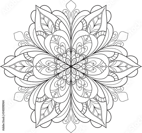 Mandala isolated on the white background.Doodle pattern.ornament design for coloring page