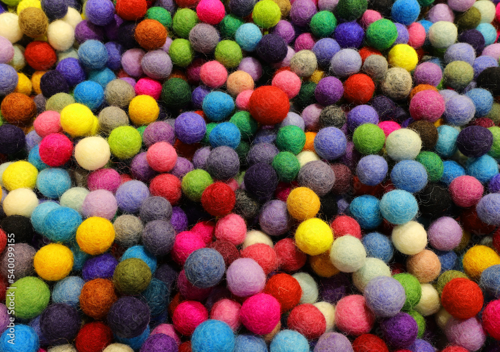 Background of balls of carved felt wool Background of balls of carved felt wool