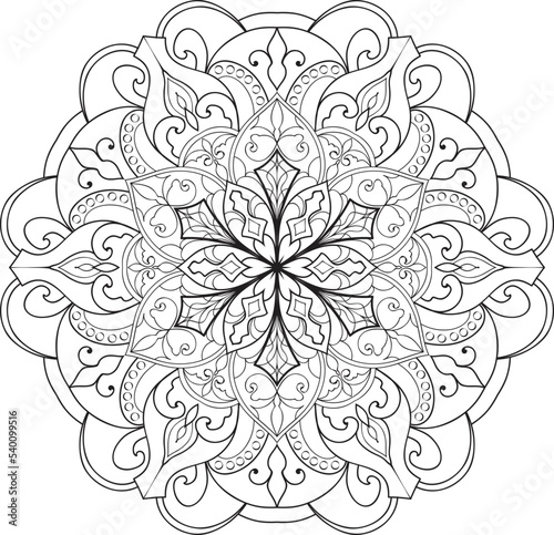 Adult coloring page Mandala.Hand drawn illustration.ornament design for coloring page