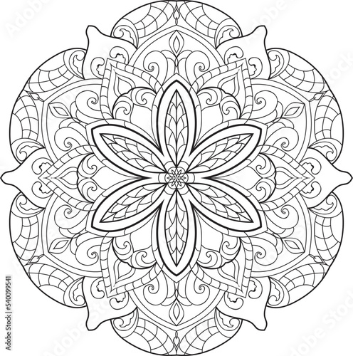 Adult coloring page Mandala.Hand drawn illustration.ornament design for coloring page
