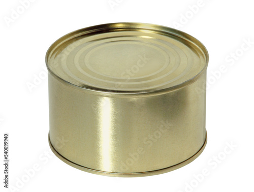 Blank Metal canned food tin isolated on a transparent background.