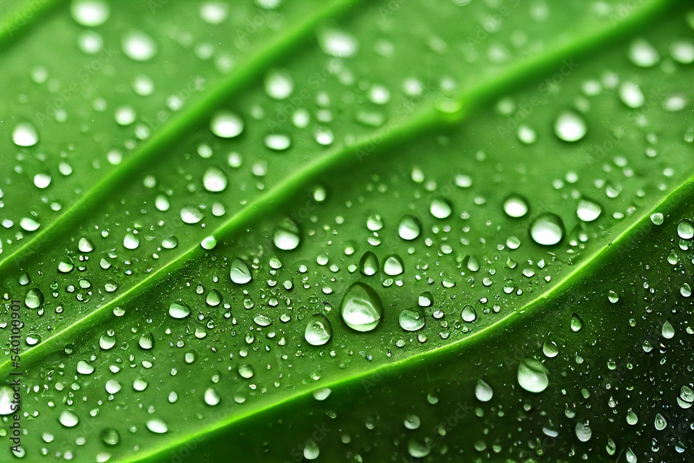 green leaf with drops of water green leaf with drops of water