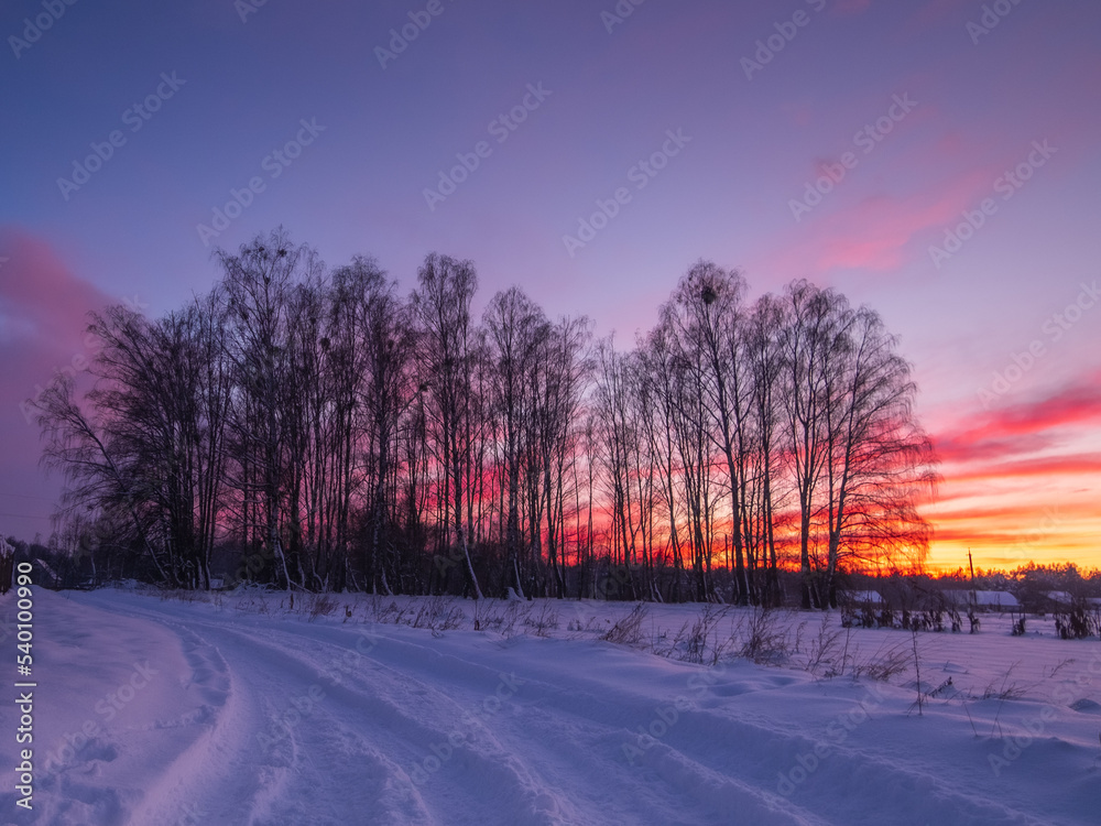 sunset in the winter
