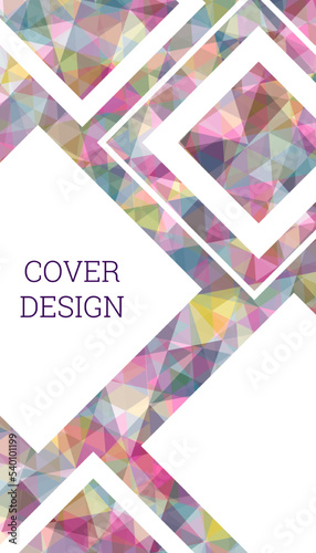 Cover design. Imitation of crumpled paper, gradient triangles. Unusual bright abstract background for magazine, book, splash, banner, vector.