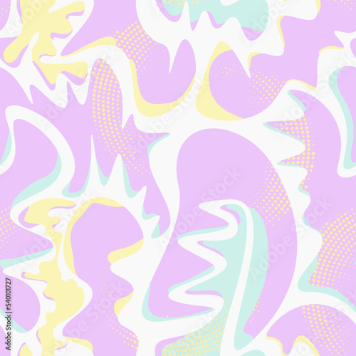 Seamless abstract unique pattern with wave shapes  dots 