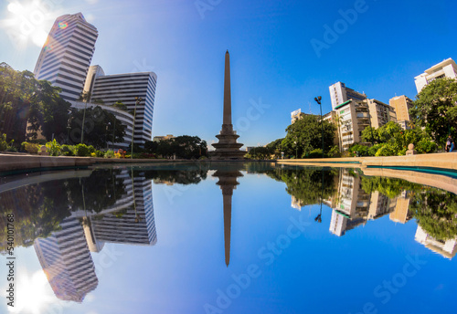 Reflecting pool  and the obelisk in Plaza Altamira - Chacao. Caracas, Venezuela.  photo
