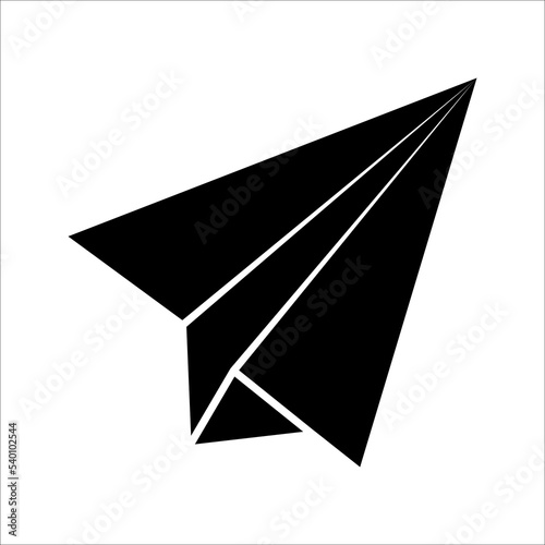 Vector illustration of a paper airplane icon symbol, on a white background.