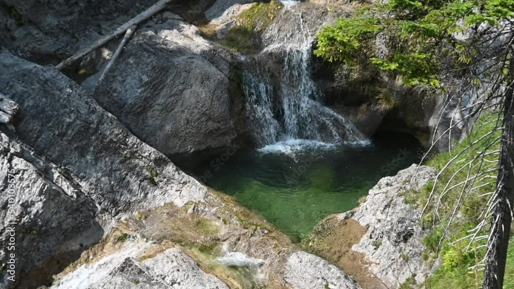 A beautiful pool of a mountain stream with waterfalls (slow motion) A beautiful pool of a mountain stream with waterfalls (slow motion)