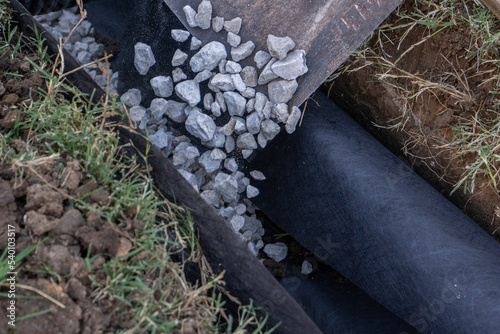 Landscaping and Drainage System with Rocks