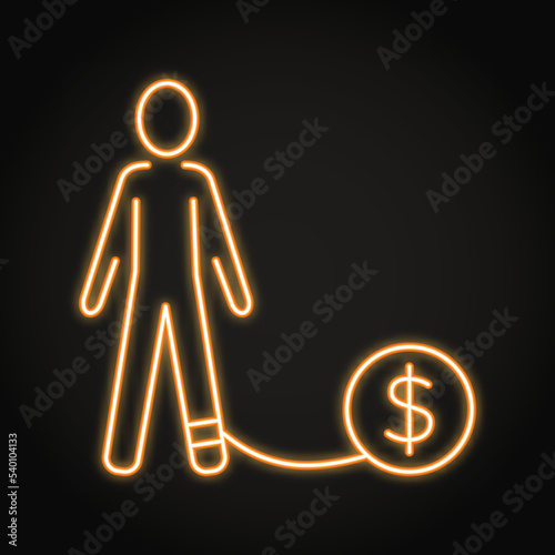 Debt neon icon in line style