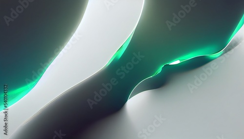 Abstract emerald and white waves background. Subtle gradients, flow liquid lines. Design element.