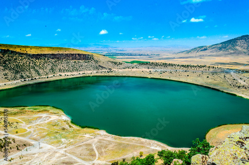 mountain and crater lake