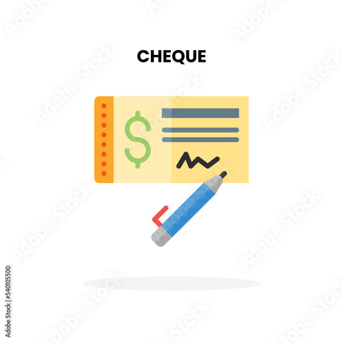 Cheque flat icon. Vector illustration on white background. Can used for digital product, presentation, UI and many more.
