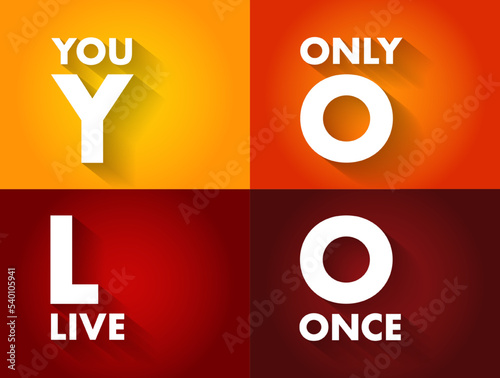 YOLO - You Only Live Once acronym, concept background