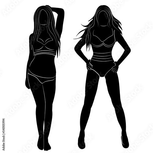 women silhouette on white background isolated vector