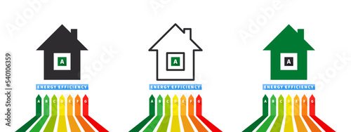 House energy efficiency scale. Energy efficiency and rating chart. Vector illustration photo