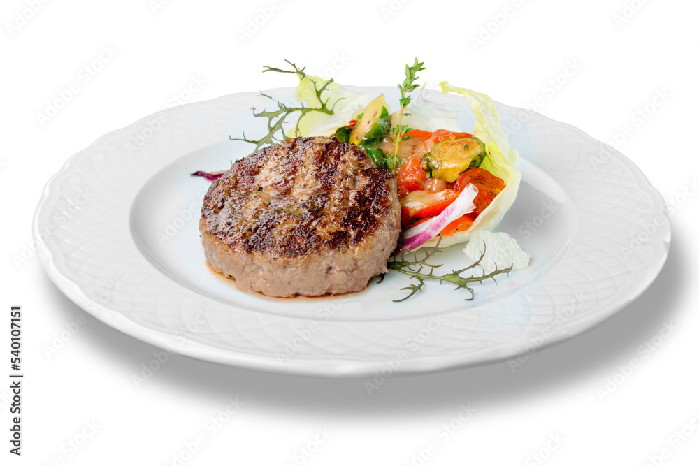 Grilled Beef Steak Meat with Fried Potato, Asparagus and Cherry Tomato. Steak Dinner. Food Grilled Beef Steak Meat with Fried Potato, Asparagus and Cherry Tomato. Steak Dinner. Food
