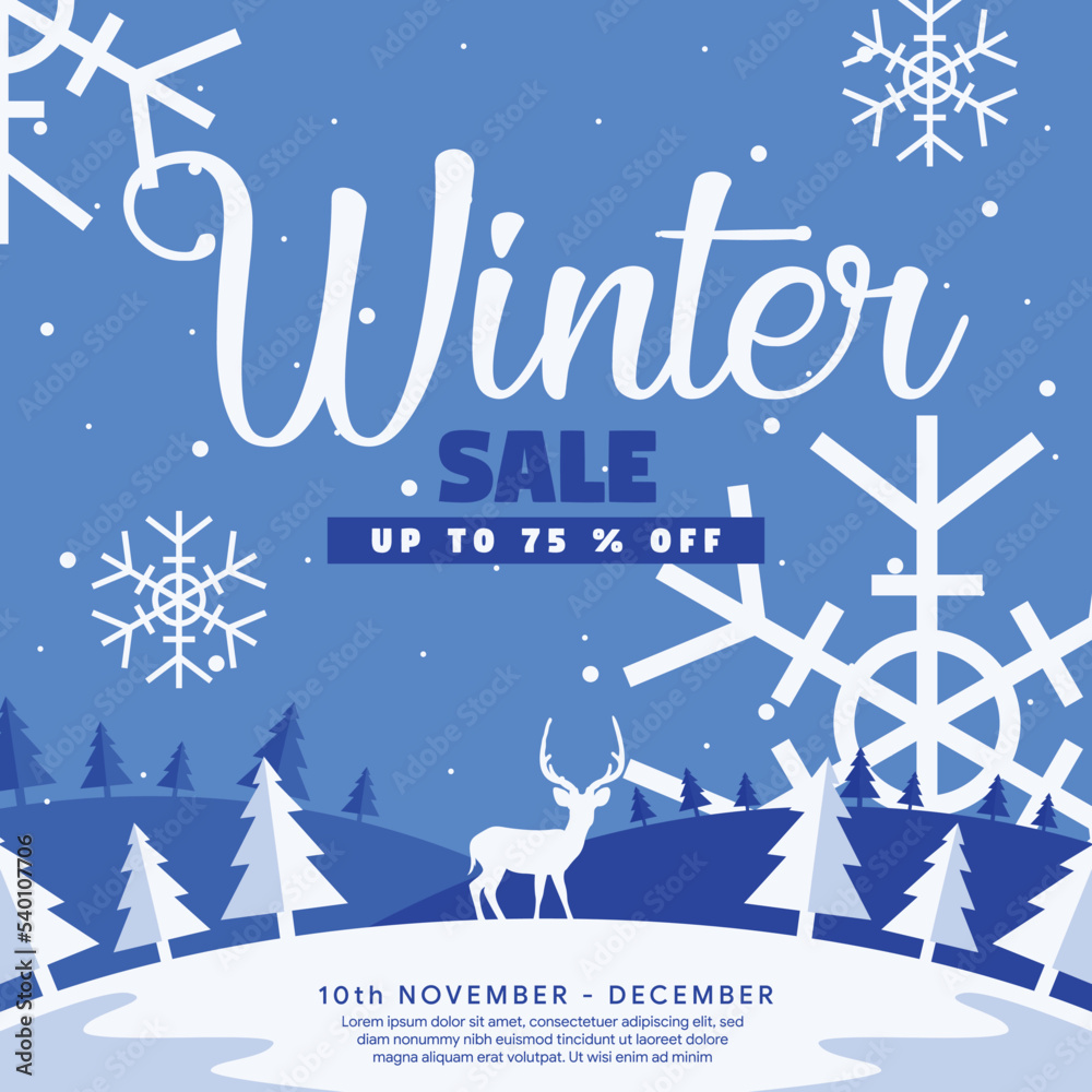 flat design social media winter sale background