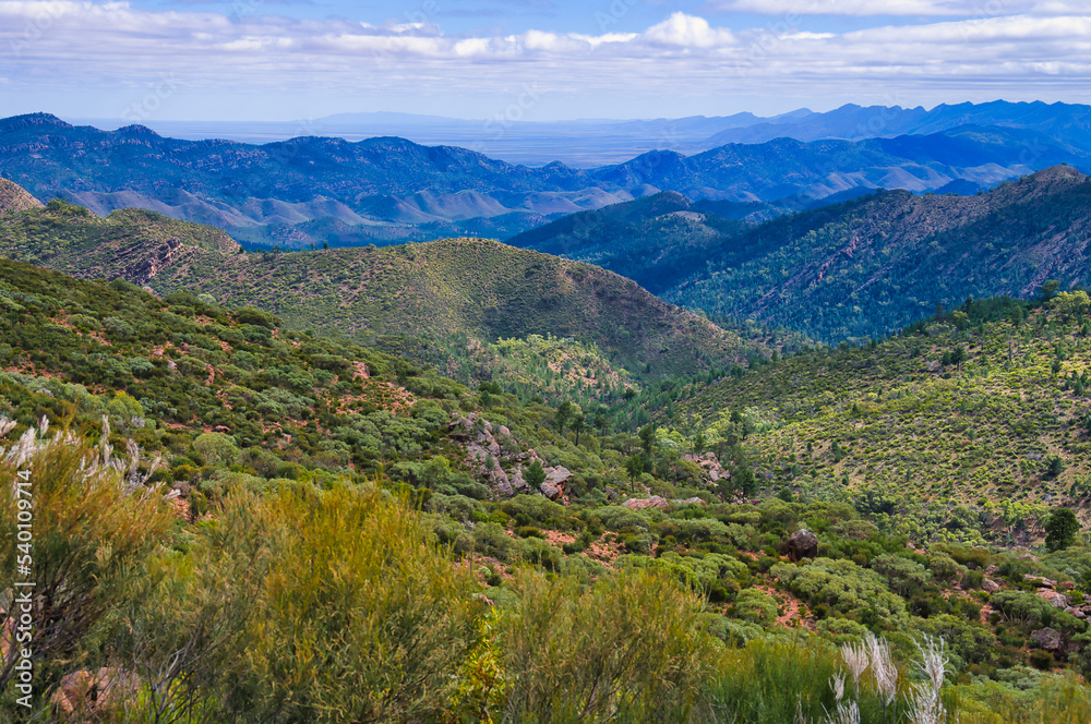 View across the Flinders Ranges in South Australia from the highest point of Wilpena Pound
View across the Flinders Ranges in South Australia from the highest point of Wilpena Pound