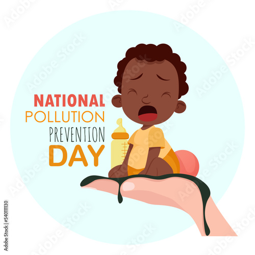 Black little boy crying on his hand with dirt in honor of anti-pollution day