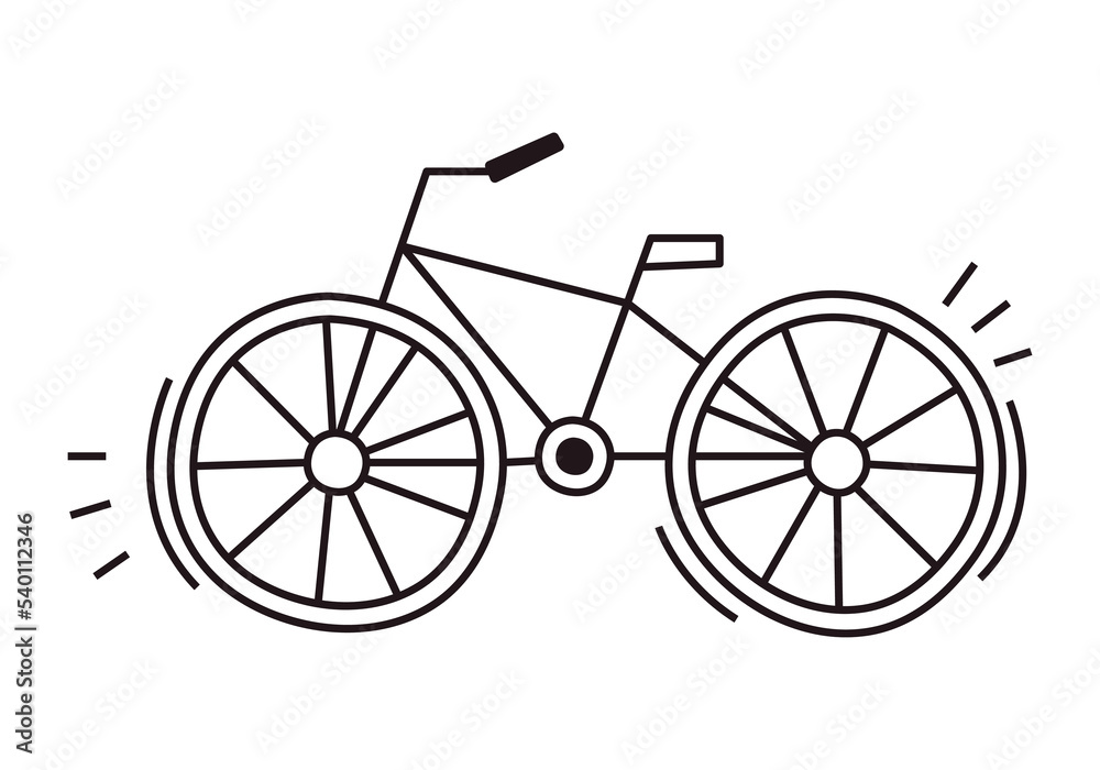 Simple vector doodle icon of bicycle. Eco transport in child sketch style. Outline bike drawing. Healthy llifestyle and fitness activity element