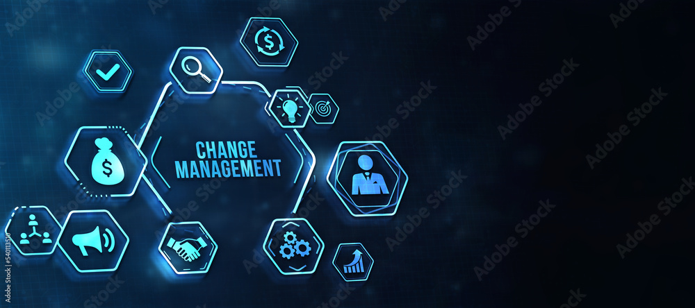 Internet, business, Technology and network concept. CHANGE MANAGEMENT, business concept. 3d illustration.