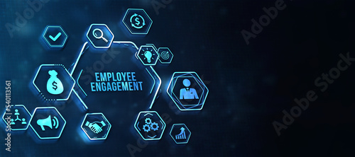 Internet, business, Technology and network concept. Employee engagement. 3d illustration.