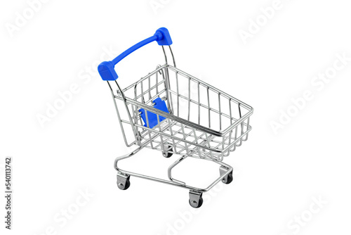 Supermarket cart on white background, isolate