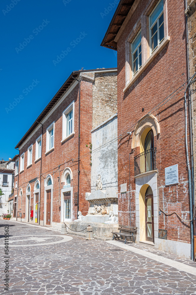Beautiful streets with stone buildings in the historic center of Civitella del Tronto