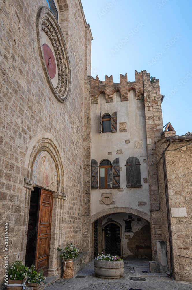 Obraz premium Beautiful church with stone walls in the historic center of Civitella del Tronto