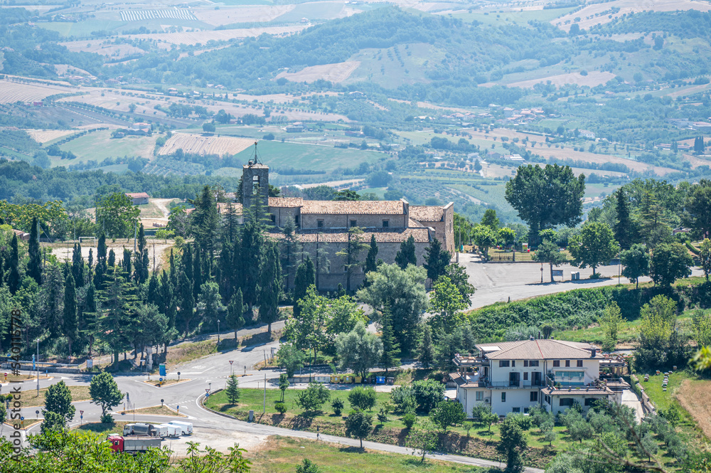 High angle view of the Sanctuary of Civitella del Tronto