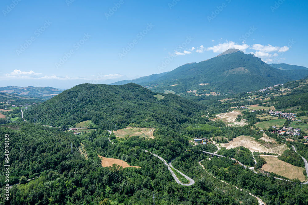 Extra wide panorama of the Twin Mountains and the Abruzzo hills