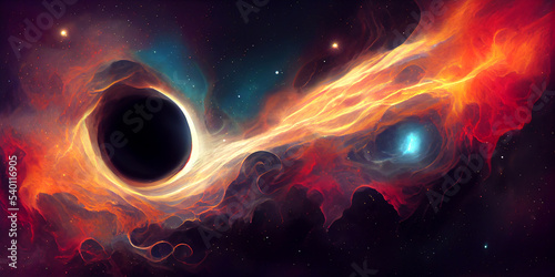 Black hole huge stars in a deep space  © Olha