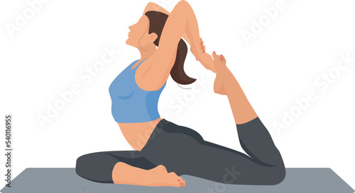 Girl doing yoga in dove pose