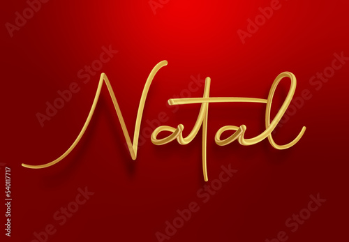 Natal lettering em português estilo 3d com sombra e fundo vermelho vetor.  photo