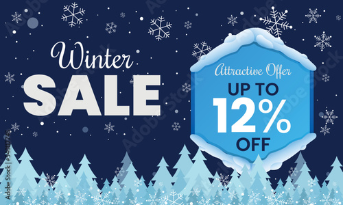 winter 12 percent discount sale banner, winter discount sale banner, Winter Sale Banner