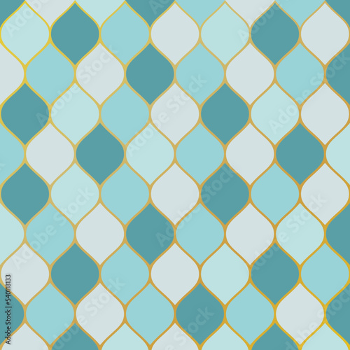 Seamless background with ornament. The Wallpaper Pattern is Blue   Gold