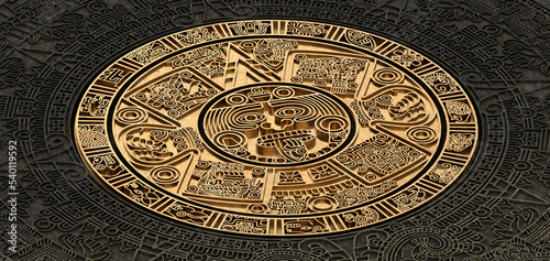 Ancient mayan calendar. 3d illustration photo