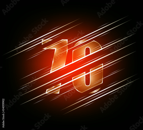 Scratched orange number 70 on a dark background.