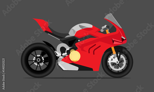 Red sport motorcycle isolated on a gray background