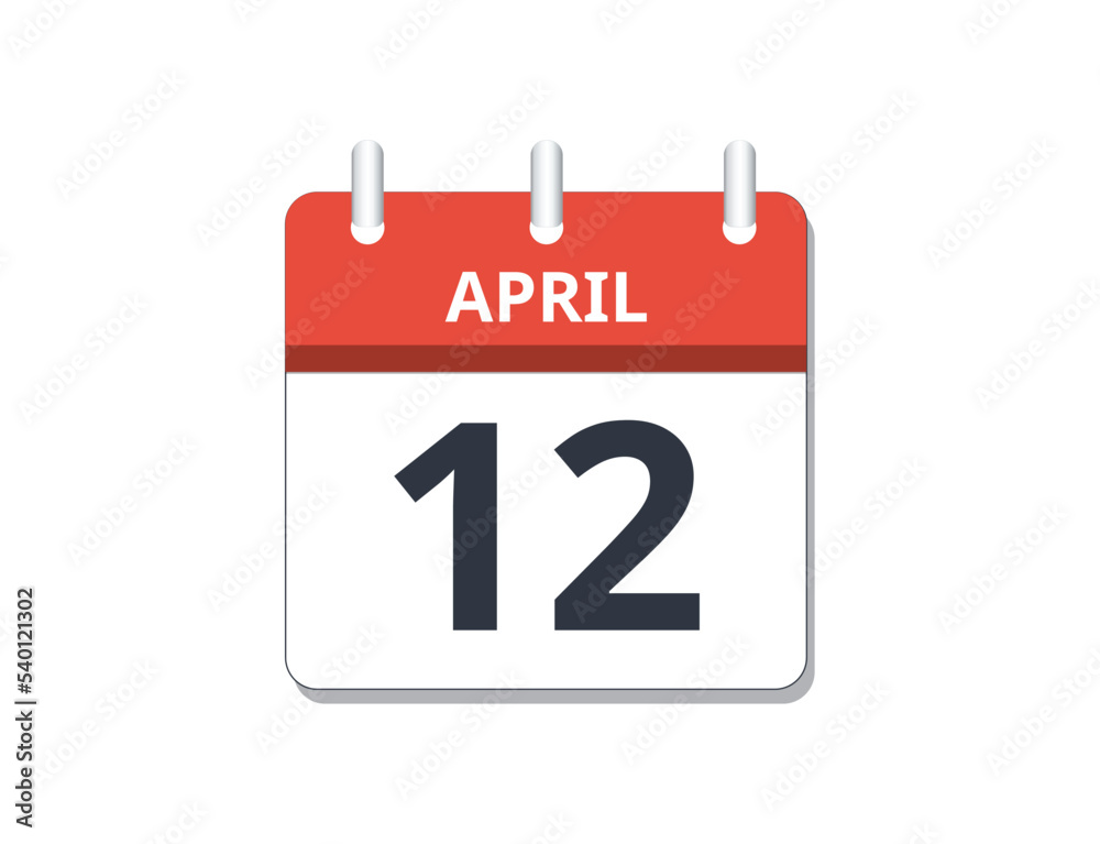 Fototapeta premium April 12th calendar icon vector.