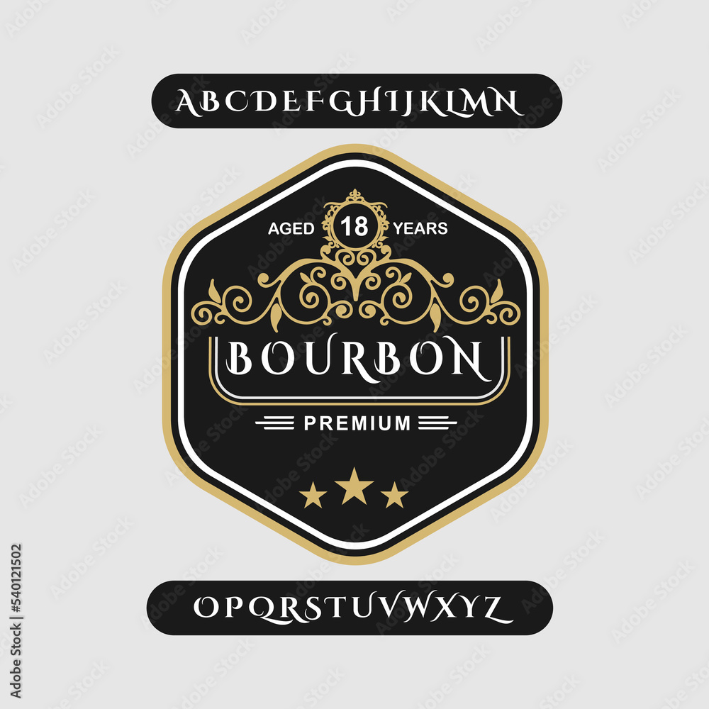 Fototapeta premium Golden flat bourbon label.
