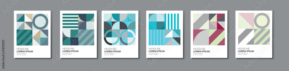  Abstract minimal geometric shape background for business annual report, book cover, brochure, flyer, and poster. Retro colorful design.