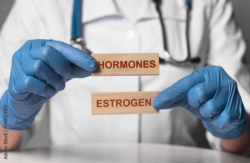 Estrogen hormone. Oestrogen, female health concept Estrogen hormone. Oestrogen, female health concept