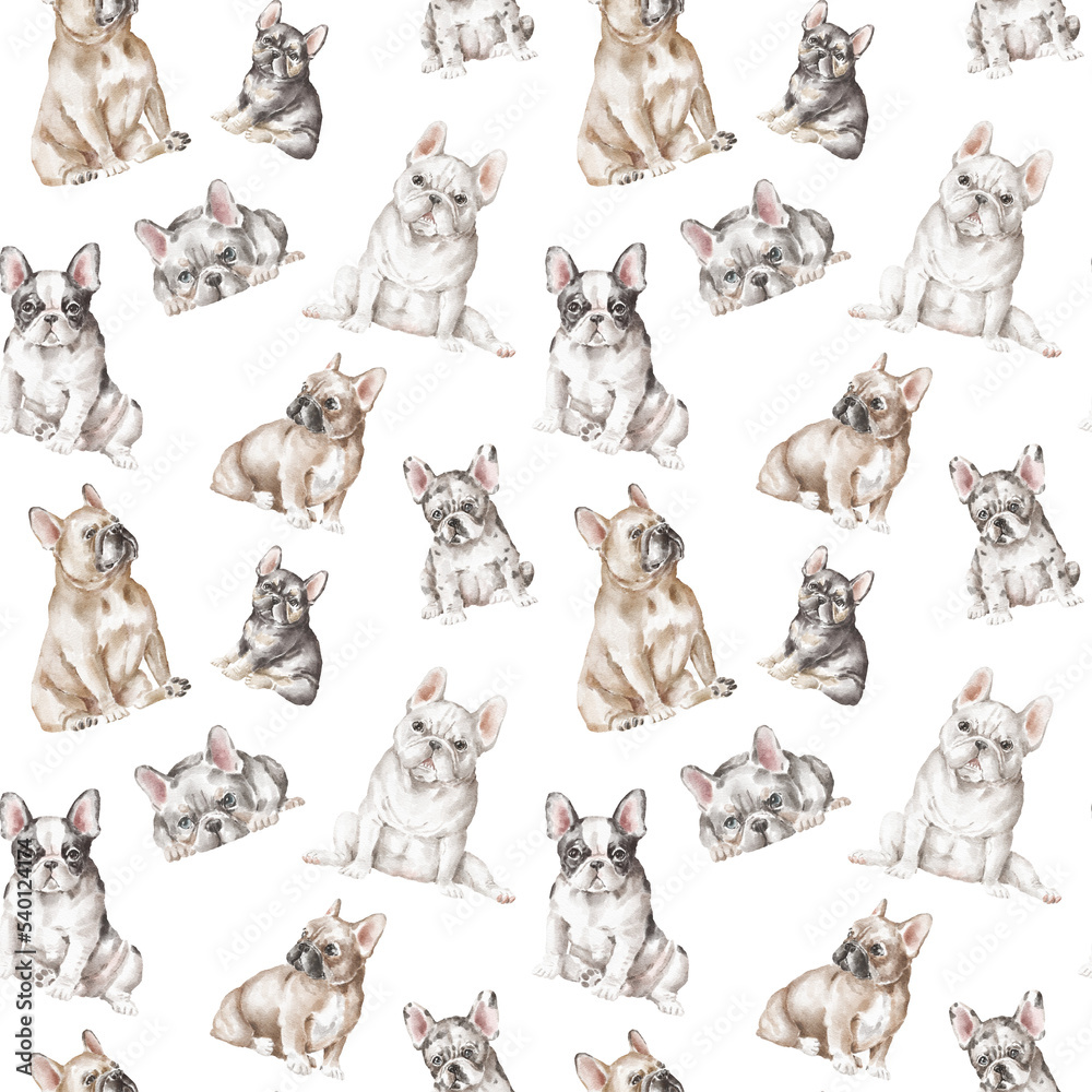 French bulldog seamless pattern
