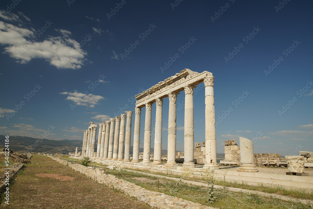 Columns in Laodicea on the Lycus Ancient City in Denizli, Turkiye