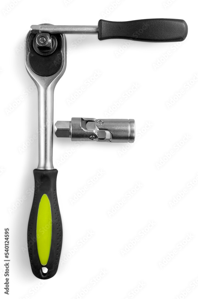 Chrome socket wrench. Isolated on white background Chrome socket wrench. Isolated on white background