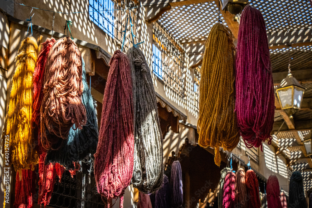 wool, dyers quarter, medina of fez, fes, fez el bali, morocco, north africa