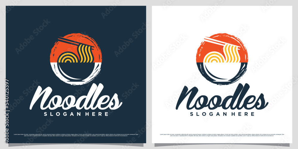 Ramen noodle logo design illustration with negative space concept and creative element Ramen noodle logo design illustration with negative space concept and creative element