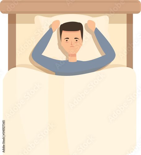 Insomnia bed icon cartoon vector. Girl disorder. Night stress